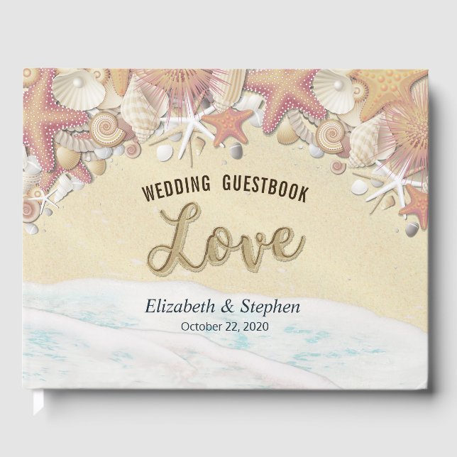 Wedding Guestbook Summer Beach Starfish Sea shells (Front)