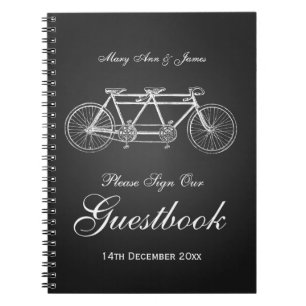 Wedding Guestbook Tandem Bike Black Notebook