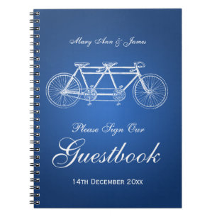 Wedding Guestbook Tandem Bike Blue Notebook