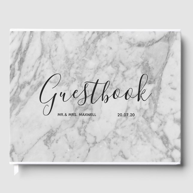 Wedding Guestbook | White Marble Minimalist Chic (Front)
