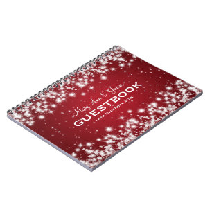 Wedding Guestbook Winter Sparkle Red Notebook