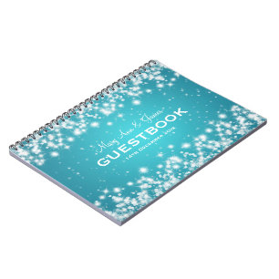 Wedding Guestbook Winter Sparkle Turquoise Notebook