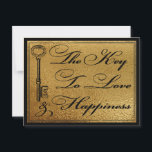 Wedding Guests Advice Card For Happy Couple<br><div class="desc">Faux Gold, Black and White Wedding advice card for the happy couple. The Key To Love and Happiness on one side and Please Share Your Key Advice For The Happy Couple on the back. Classic black and white vintage style design. Features a antique vintage key with a heart. Provide these...</div>