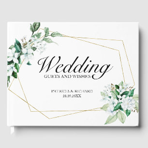 Wedding Guests And Wishes Geometric Greenery Guest Book