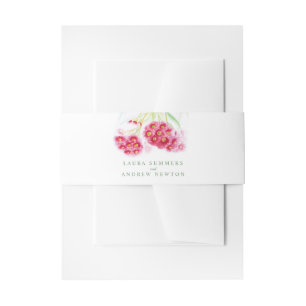 Wedding gum pink red green watercolor custom invitation belly band