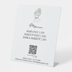 Wedding Hair Salon Menu QR Code Payment Pedestal Sign