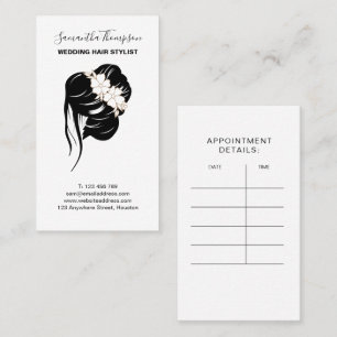 Wedding Hair Stylist Hair Graphic Black White Business Card