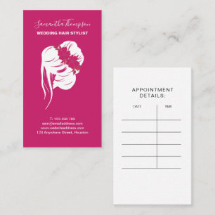 Wedding Hair Stylist Hair Graphic White Pink Business Card