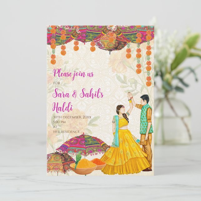 Wedding Haldi invites & Haldi invitations (Standing Front)