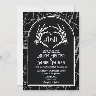 Wedding Halloween Skeleton Heart Hands Gothic Invitation