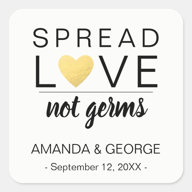 Wedding Hand Sanitizer labels Personalised gold (Front)