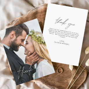 Wedding Handwritten Thank You Photo Elegant Card