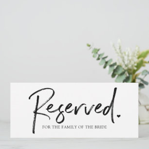 Wedding Hanging Long Reserved Sign - Black