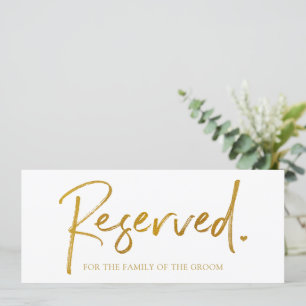 Wedding Hanging Reserved Sign - Faux Gold Foil
