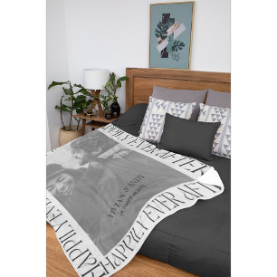Wedding Happily Ever After One Photo Monogram Fleece Blanket
