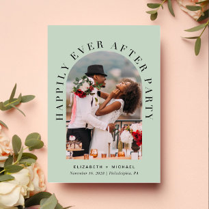 Wedding Happily Ever After Party Arch Photo Sage Invitation