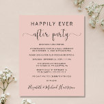 Wedding Happily Ever After Party Blush Invitation<br><div class="desc">Budget-friendly blush pink elopement or smaller wedding announcement and wedding reception or celebration party invitation. The front features "Happily Ever After Party" in a mix of simple typography and an elegant script with swashes, and you can personalise your message and invitation in more detail and your names in a signature-like...</div>