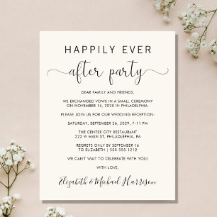 Wedding Happily Ever After Party Cream Invitation