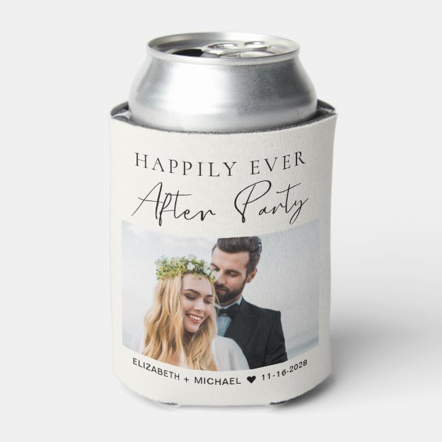 Wedding Happily Ever After Party Photo Cream Can Cooler (Can Front)