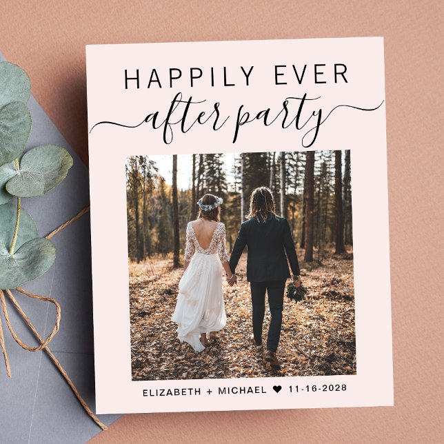 Wedding Happily Ever After Party Photo Pink Invite (Your love story deserves a grand celebration!)