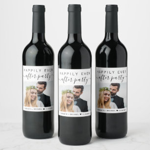 Wedding Happily Ever After Personalised Photo Wine Label