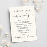 Wedding Happily Ever After Photo Cream Reception Invitation<br><div class="desc">Stylish light cream elopement or smaller wedding announcement to inform family and friends that you eloped or reduced the number of guests at your wedding, and to invite them to a wedding reception or celebration party. On the front, "Happily Ever After Party" is written in a mix of simple typography...</div>