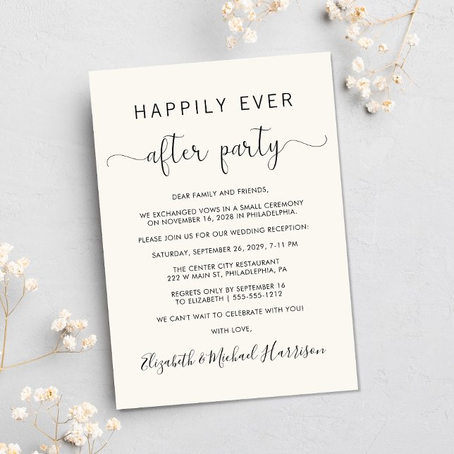 Wedding Happily Ever After Photo Cream Reception Invitation (Your love story deserves a grand celebration!)