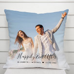 Wedding Happily Ever After Photo Cushion<br><div class="desc">Personalised elegant throw pillow with your wedding day photo overlayed with "Happily Ever After" in a stylish script and the bride and groom names and wedding date. A great keepsake gift for newlyweds.</div>