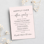Wedding Happily Ever After Photo Pink Reception Invitation<br><div class="desc">Stylish pink elopement or smaller wedding announcement and wedding reception or celebration party invitation. On the front, "Happily Ever After Party" is written in a mix of simple typography and an elegant script with swashes, and you can personalize your message and invitation in more detail and your names in a...</div>