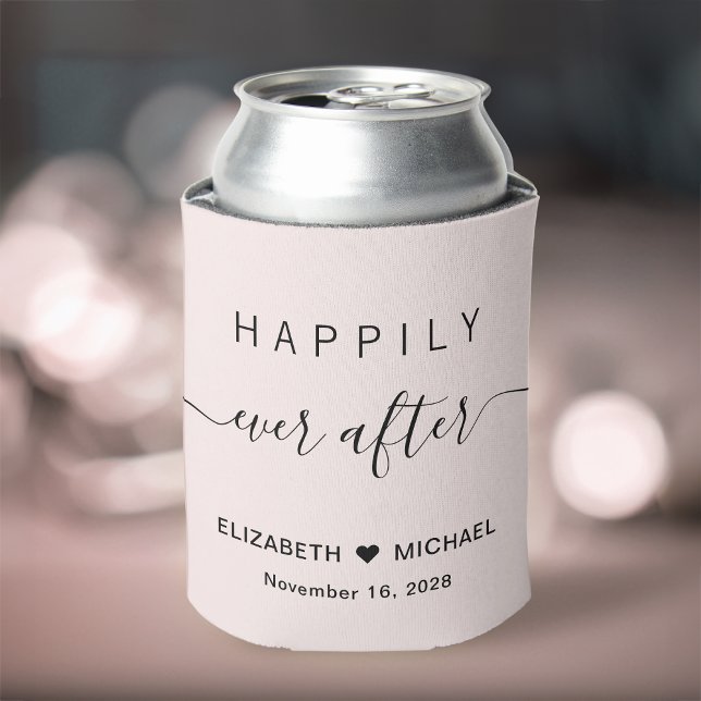Wedding Happily Ever After Pink Can Cooler (Creator Uploaded)