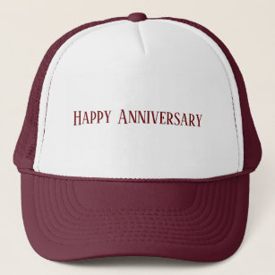 Wedding Happy Anniversary Text Maroon Colour Custo Trucker Hat