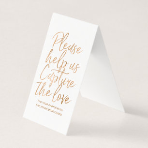 Wedding Hashtag Sign - Rose Gold Faux Foil Script