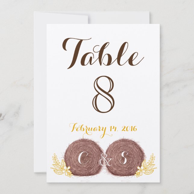 Wedding Hay Bales TABLE NUMBER CARD (Front)
