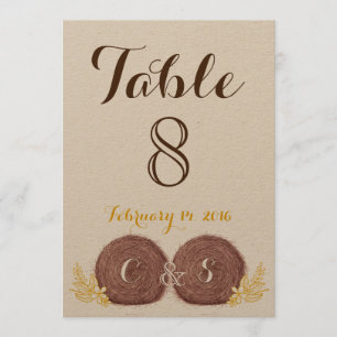 Wedding Hay Bales TABLE NUMBER CARD