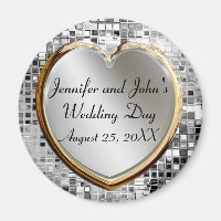 Wedding Heart And Sequins Magnet