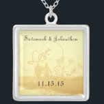 Wedding Heart Beach Anniversary Necklace<br><div class="desc">Keepsake Necklaces Choose either Silver Plated Gold Finish or Sterling Silver Unique Personalised Custom !st Christmas Gift Wedding Keepsake Wedding Party Necklaces - to change background colour - click customise - click edit - choose last tool in drop down menu and choose from one of the colours shown or enter...</div>