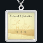 Wedding Heart  Beach Anniversary Necklace<br><div class="desc">Keepsake Necklaces Choose either Silver Plated Gold Finish or Sterling Silver Unique Personalised Custom !st Christmas Gift Wedding Keepsake Wedding Party Necklaces - to change background colour - click customise - click edit - choose last tool in drop down menu and choose from one of the colours shown or enter...</div>