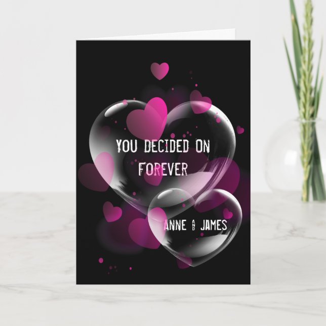 Wedding Heart Bubbles on Black Card (Front)