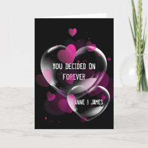 Wedding Heart Bubbles on Black Card