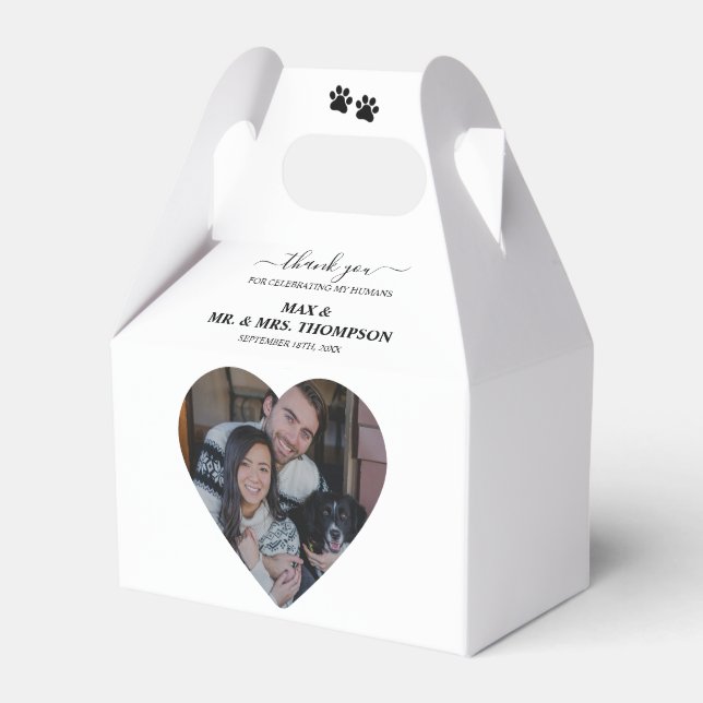 Wedding Heart Photo Couple Pet Dog My Humans  Favour Box (Front Side)