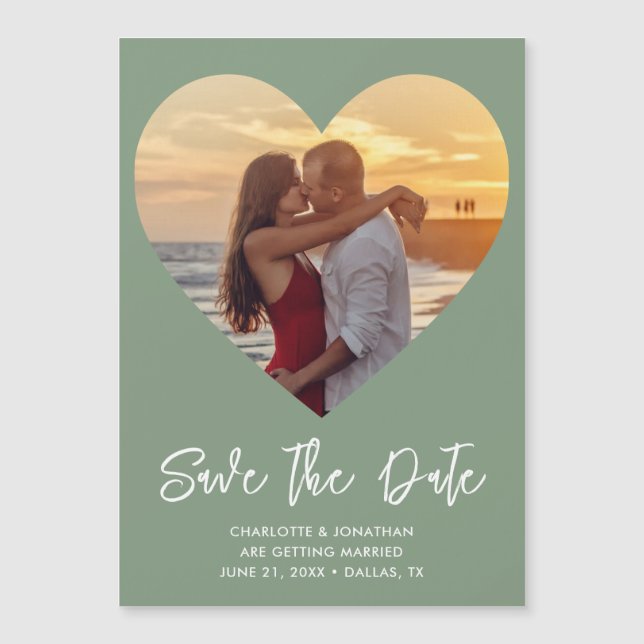 Wedding Heart Save The Date Photo Magnetic Card (Front)