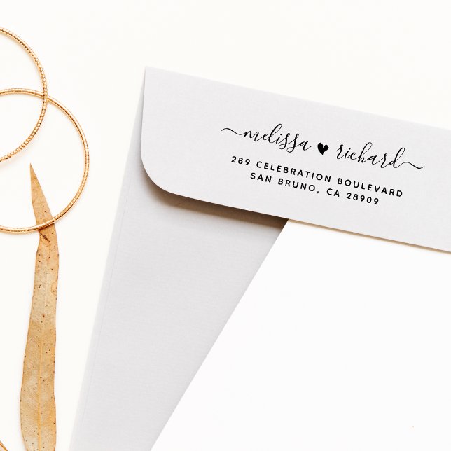 Wedding Heart Script Names & Custom Return Address Rubber Stamp (Creator Uploaded)