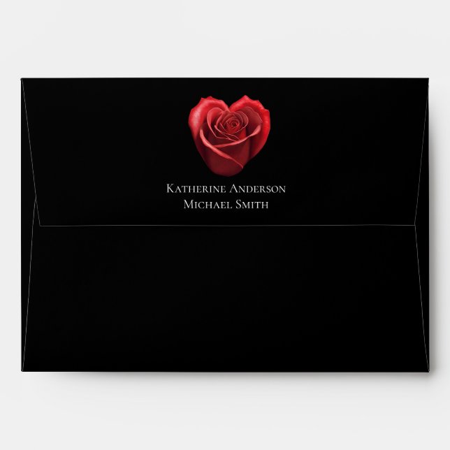 Wedding-Heart Shaped Red Rose- Envelope (Back (Top Flap))
