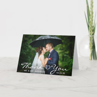 Wedding Heart Thank You Bride Groom Photo Fold Card