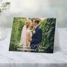 Wedding Heart Thank You Photo Fold Card W