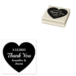 Wedding Heart with Thank You Text  Rubber Stamp