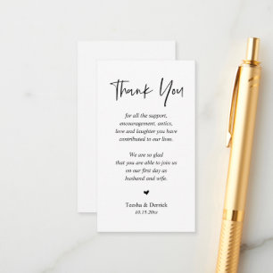 Wedding heartfelt Thank you, Black and White Enclosure Card