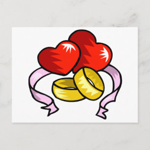 Wedding Hearts and Wedding Rings Postcard