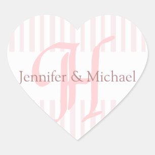 Wedding Hearts Bride And Groom Monogram Letter H Heart Sticker