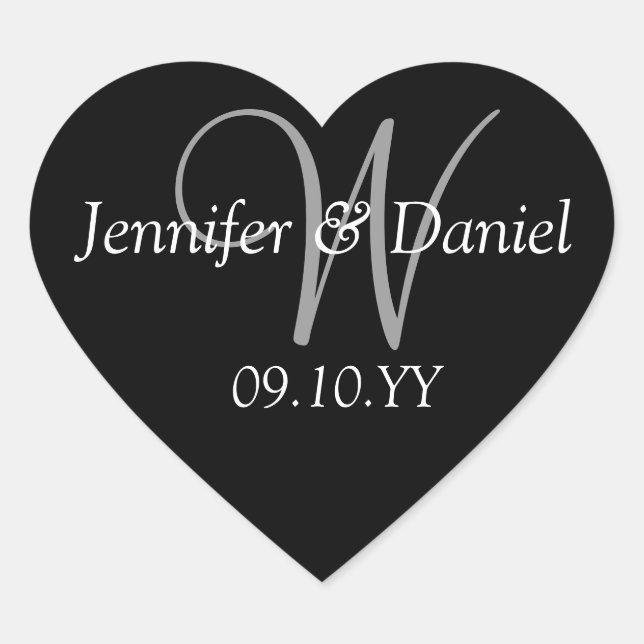 Wedding Hearts Custom Monogram Names Wine Labels (Front)